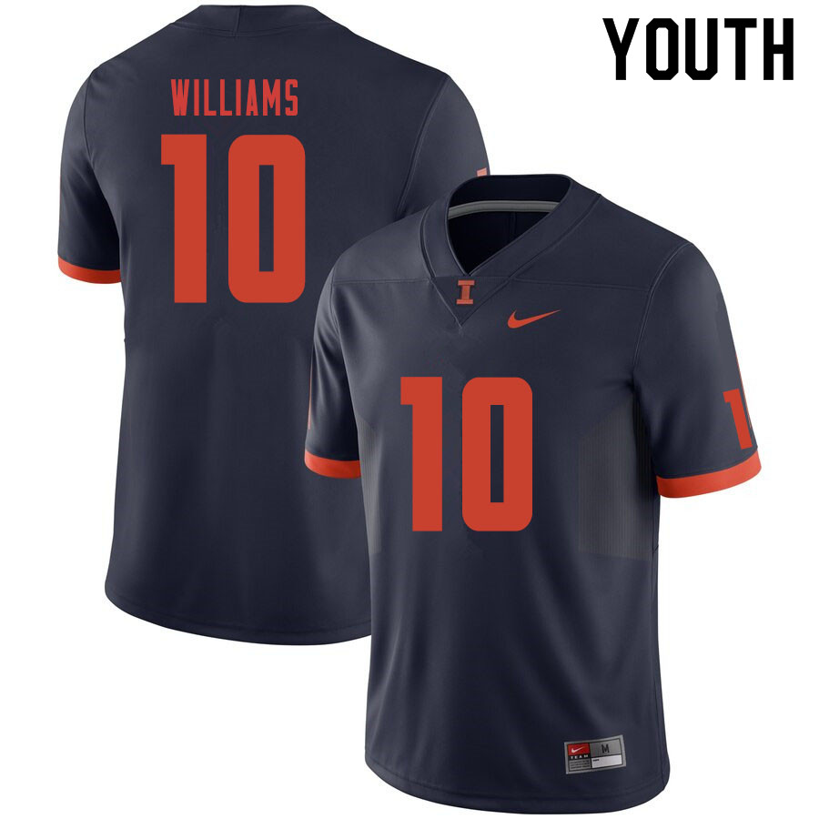 Youth #10 Justice Williams Illinois Fighting Illini College Football Jerseys Sale-Navy